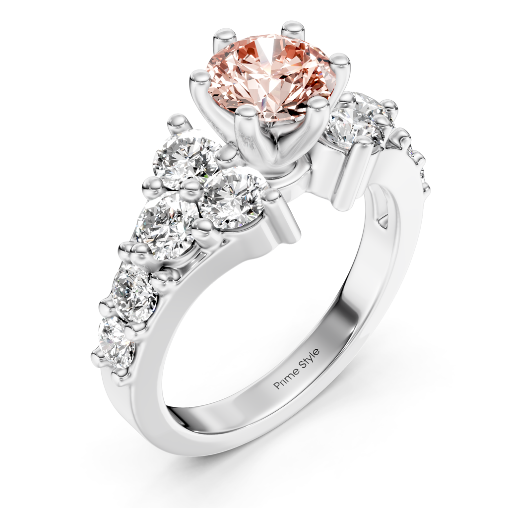 2.40-5.40 CT Round Cut Fancy Pink Diamonds - Engagement Ring