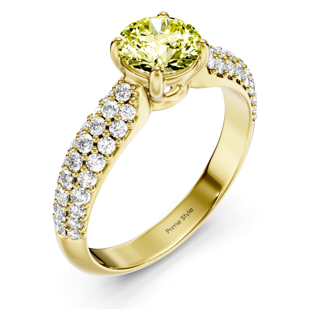 1.50-4.50 CT Round Cut Fancy Yellow Diamonds - Engagement Ring