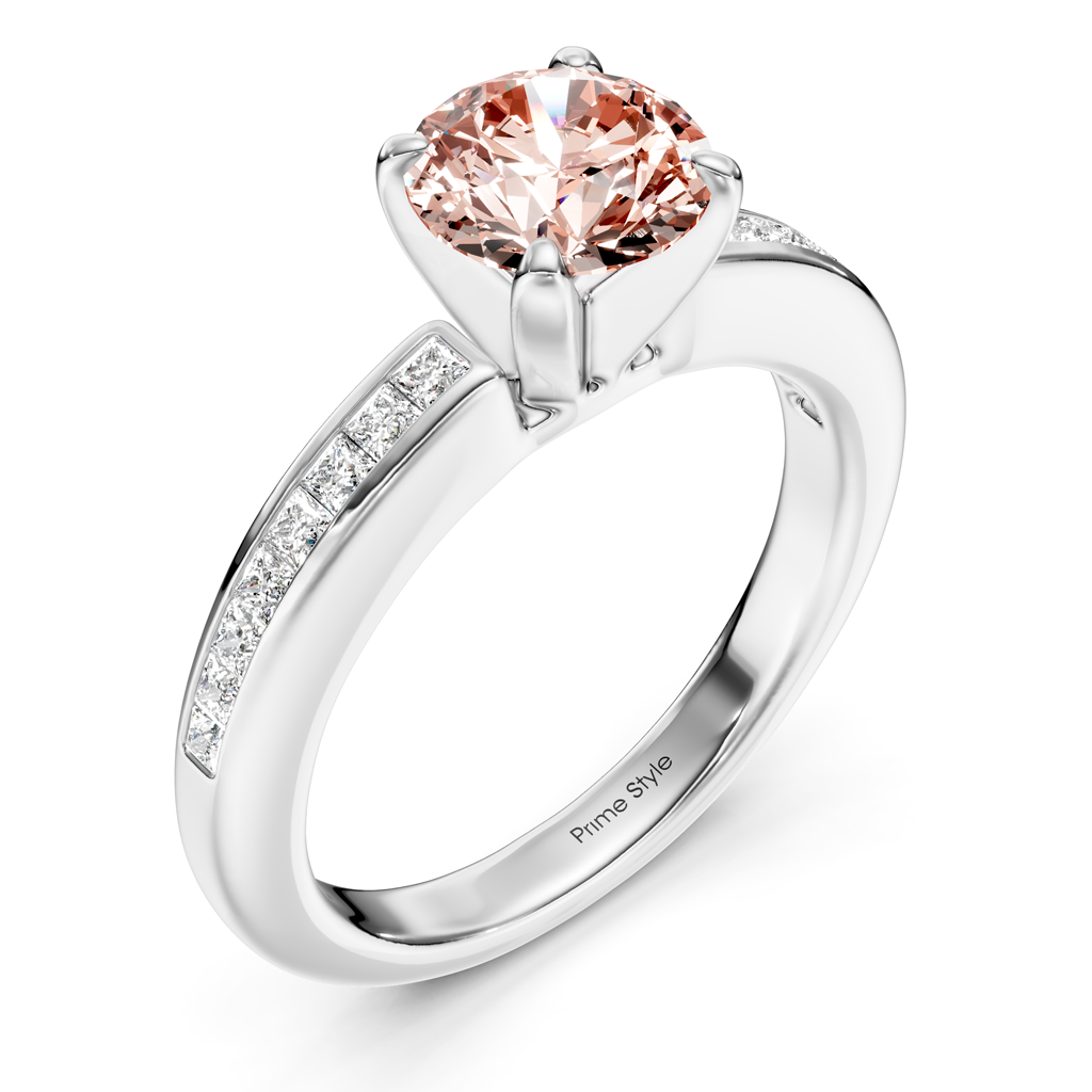 1.32-4.32 CT Princess & Round Cut Fancy Pink Diamonds - Engagement Ring