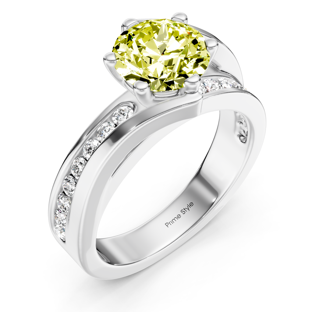1.35-4.35 CT Round Cut Fancy Yellow Diamonds - Engagement Ring