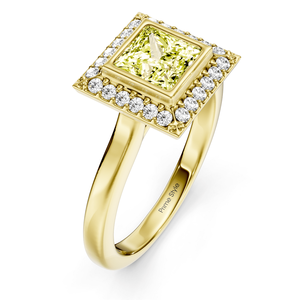 1.14 - 4.14 CT Princess & Round Cut Fancy Yellow Diamonds - Engagement Ring - Primestyle.com