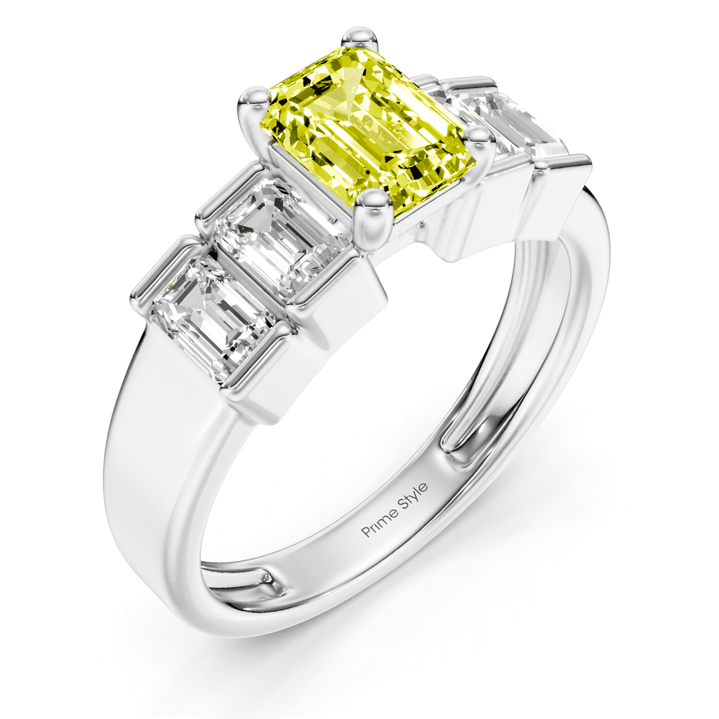 1.80-4.80 CT Princess & Round Cut Fancy Yellow Diamonds - Engagement Ring
