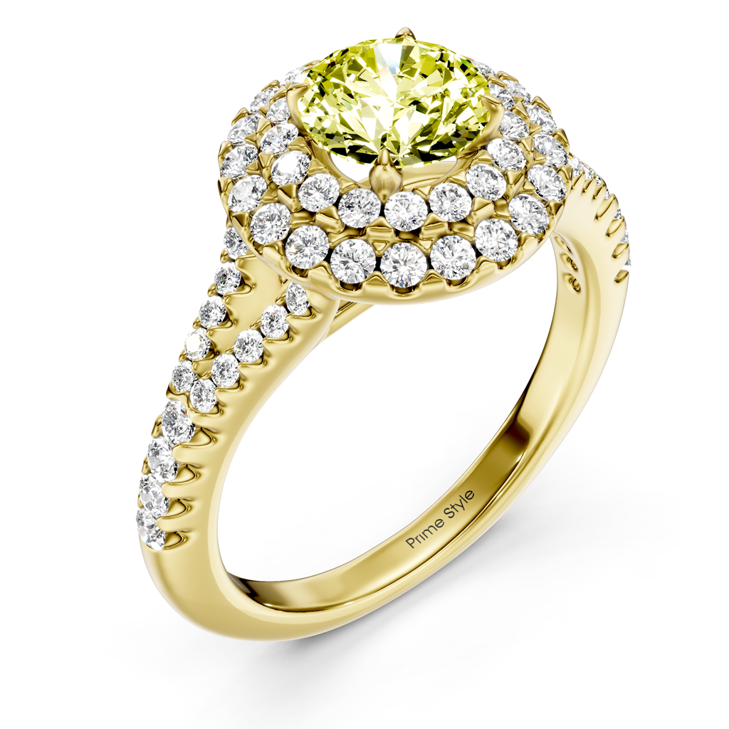 1.49-4.49 CT Round Cut Fancy Yellow Diamonds - Engagement Ring