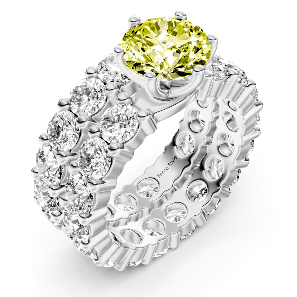 6.30 - 9.30 CT Round Cut Fancy Yellow Diamonds - Bridal Set - Primestyle.com