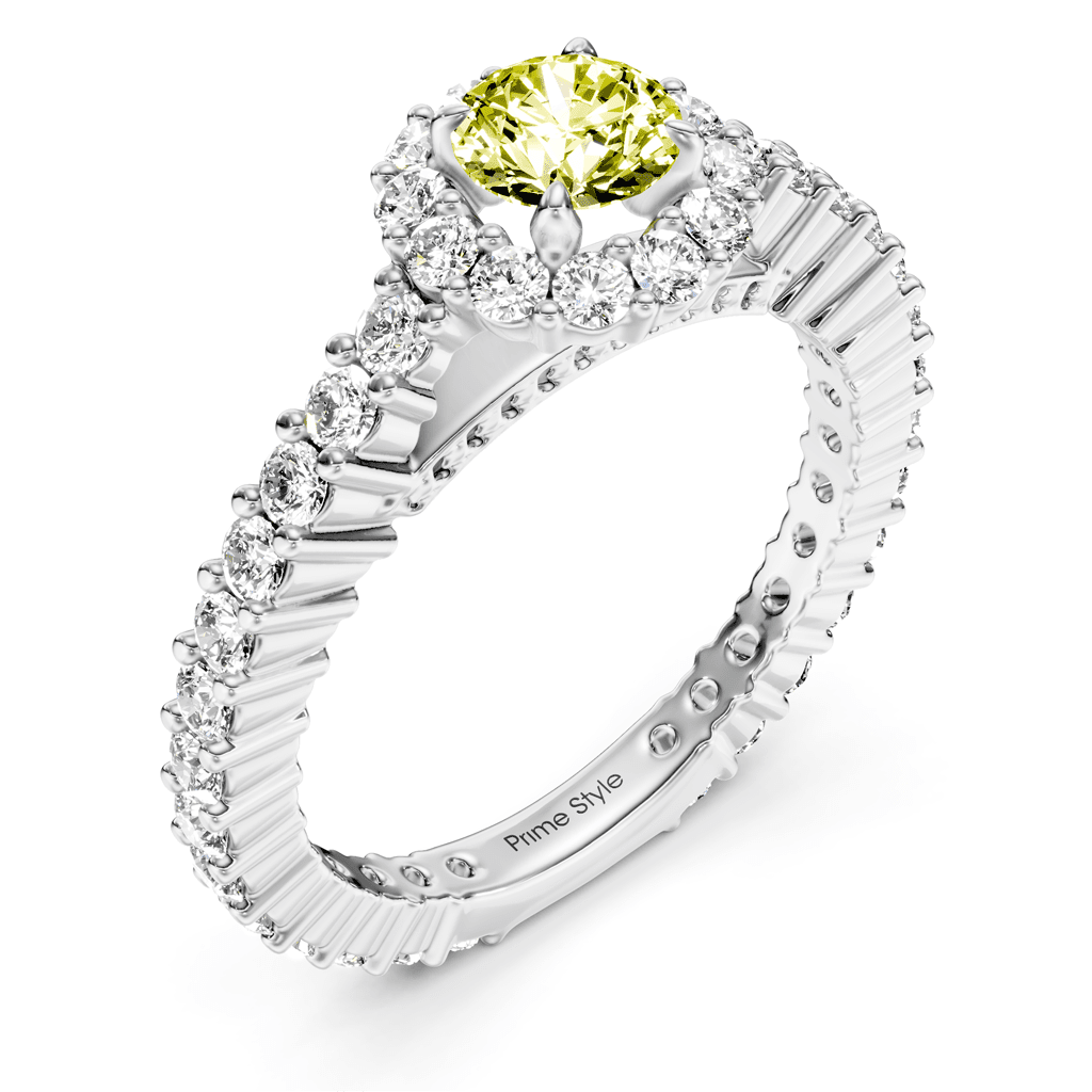 1.85 - 4.85 CT Round Cut Fancy Yellow Diamonds - Engagement Ring - Primestyle.com