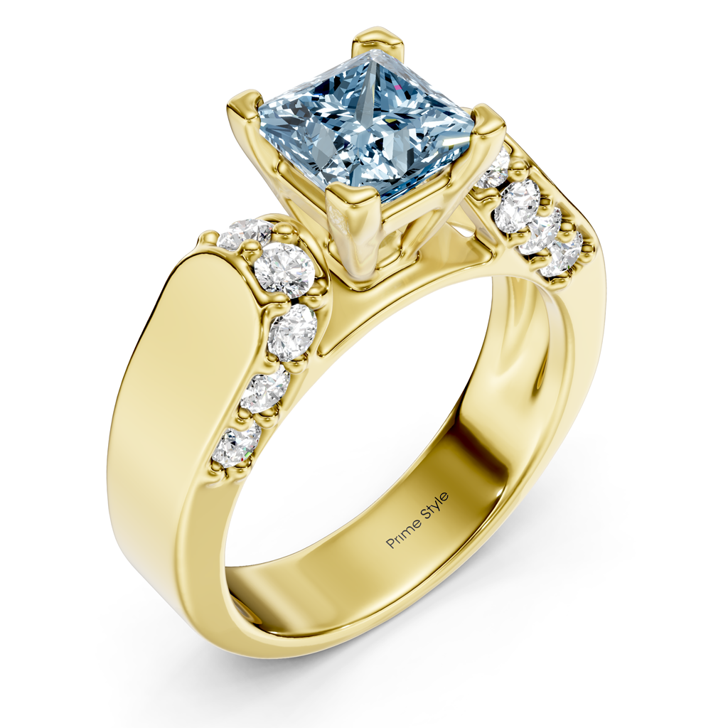 1.65-4.65 CT Princess & Round Cut Fancy Blue Diamonds - Engagement Ring