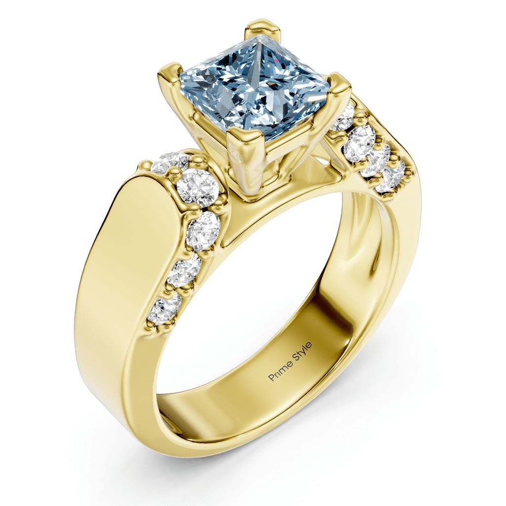 1.65-4.65 CT Princess & Round Cut Fancy Blue Diamonds - Engagement Ring