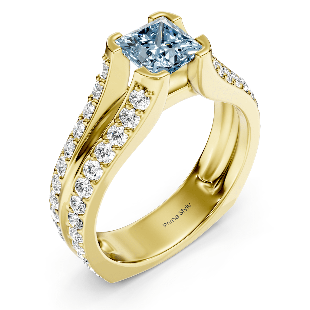 2.00 - 5.00 CT Princess & Round Cut Fancy Blue Diamonds - Engagement Ring - Primestyle.com