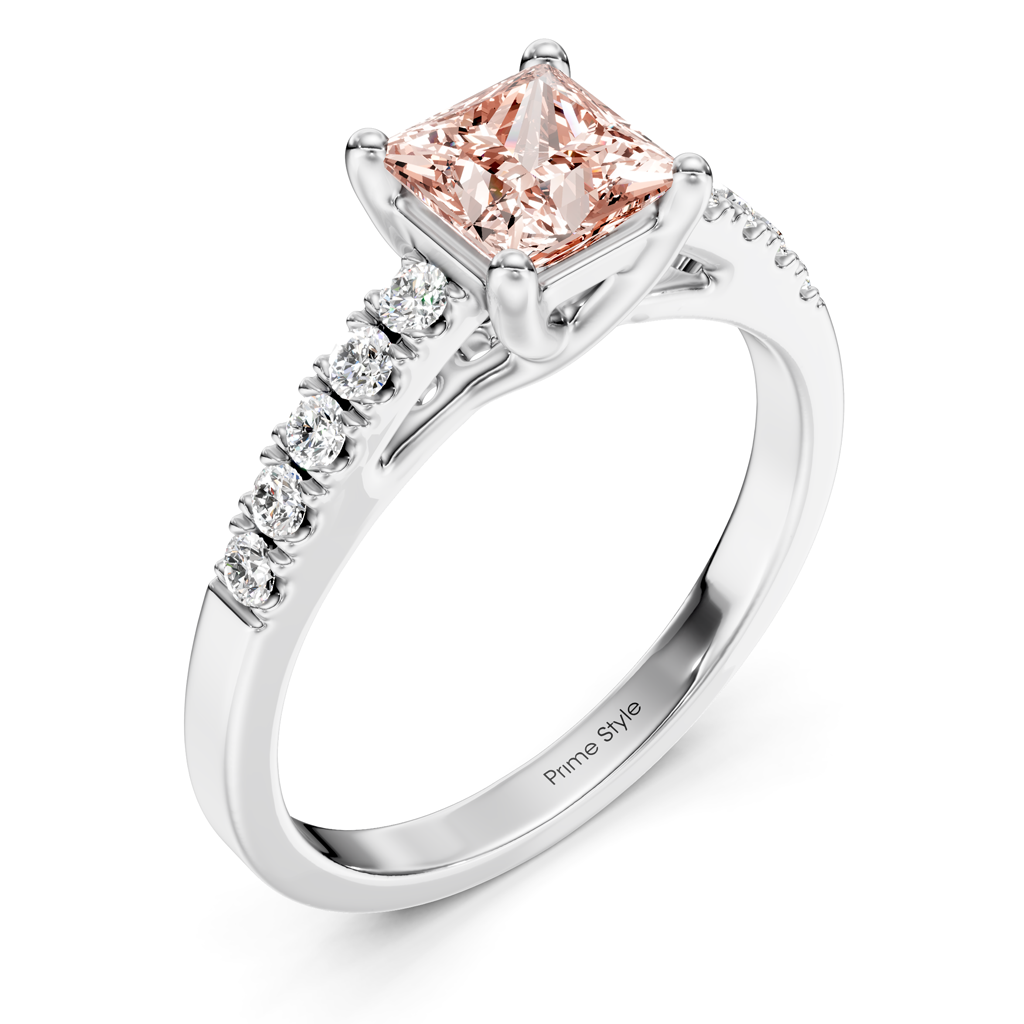 1.25-4.25 CT Princess & Round Cut Fancy Pink Diamonds - Engagement Ring