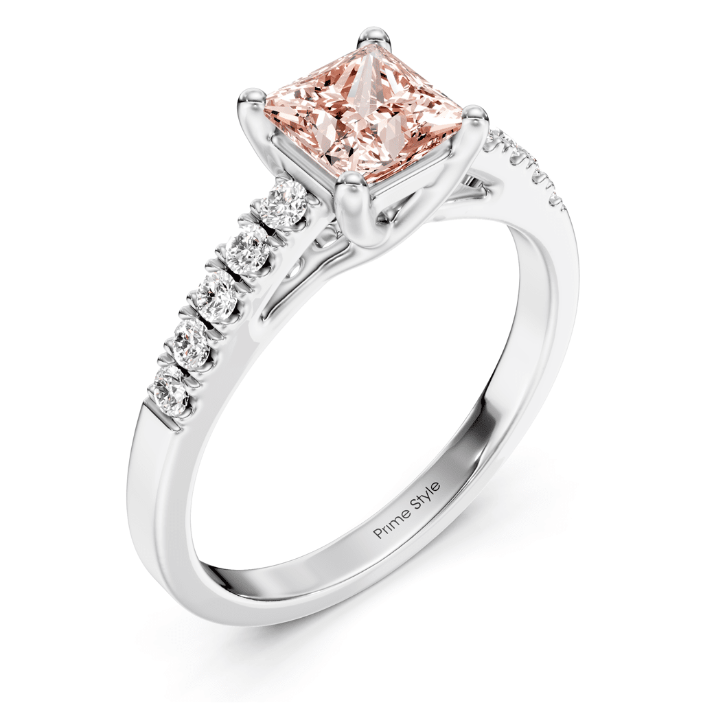 1.25 - 4.25 CT Princess & Round Cut Fancy Pink Diamonds - Engagement Ring - Primestyle.com