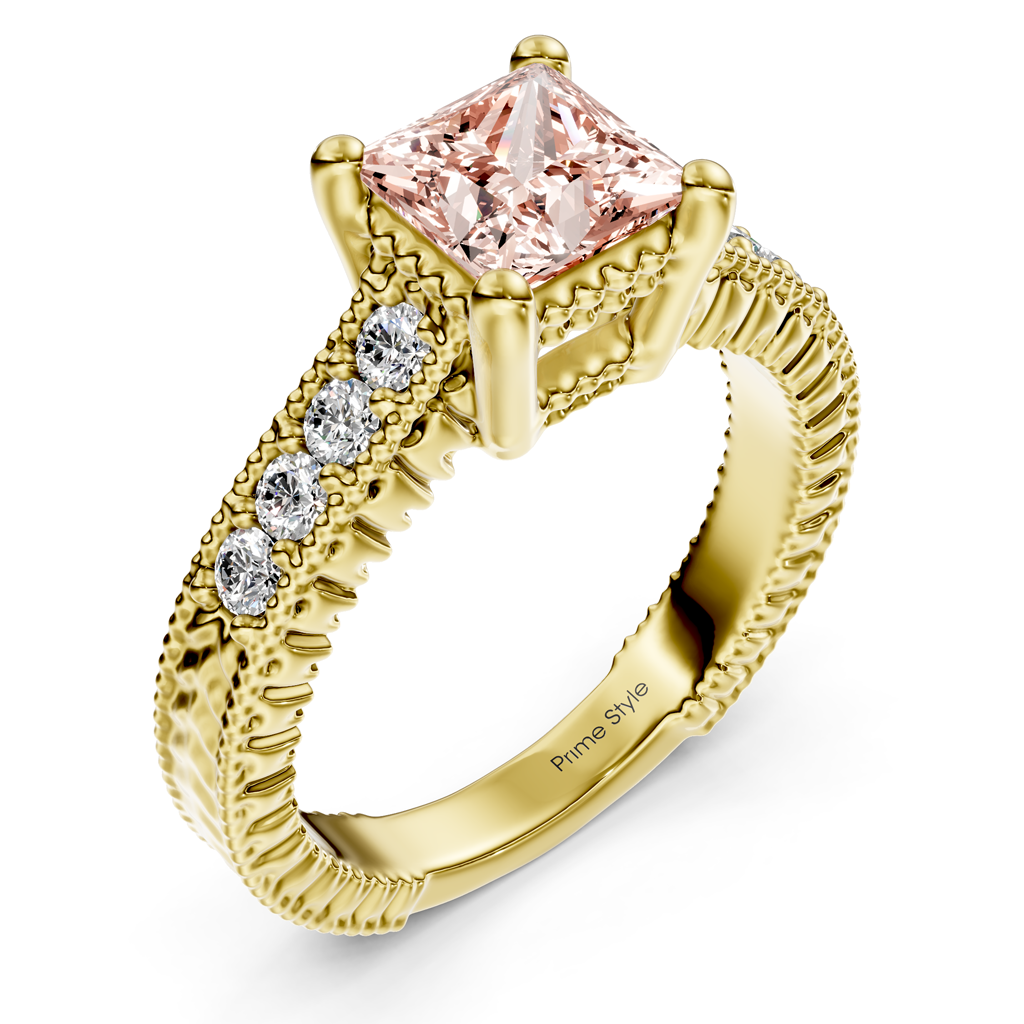 1.30-4.30 CT Princess & Round Cut Fancy Pink Diamonds - Engagement Ring