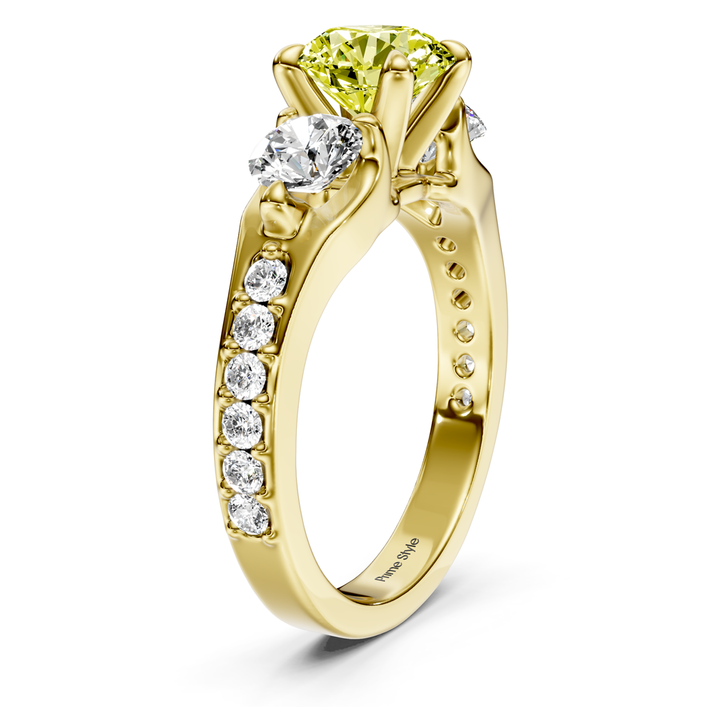 2.05-5.05 CT Round Cut Fancy Yellow Diamonds - Engagement Ring