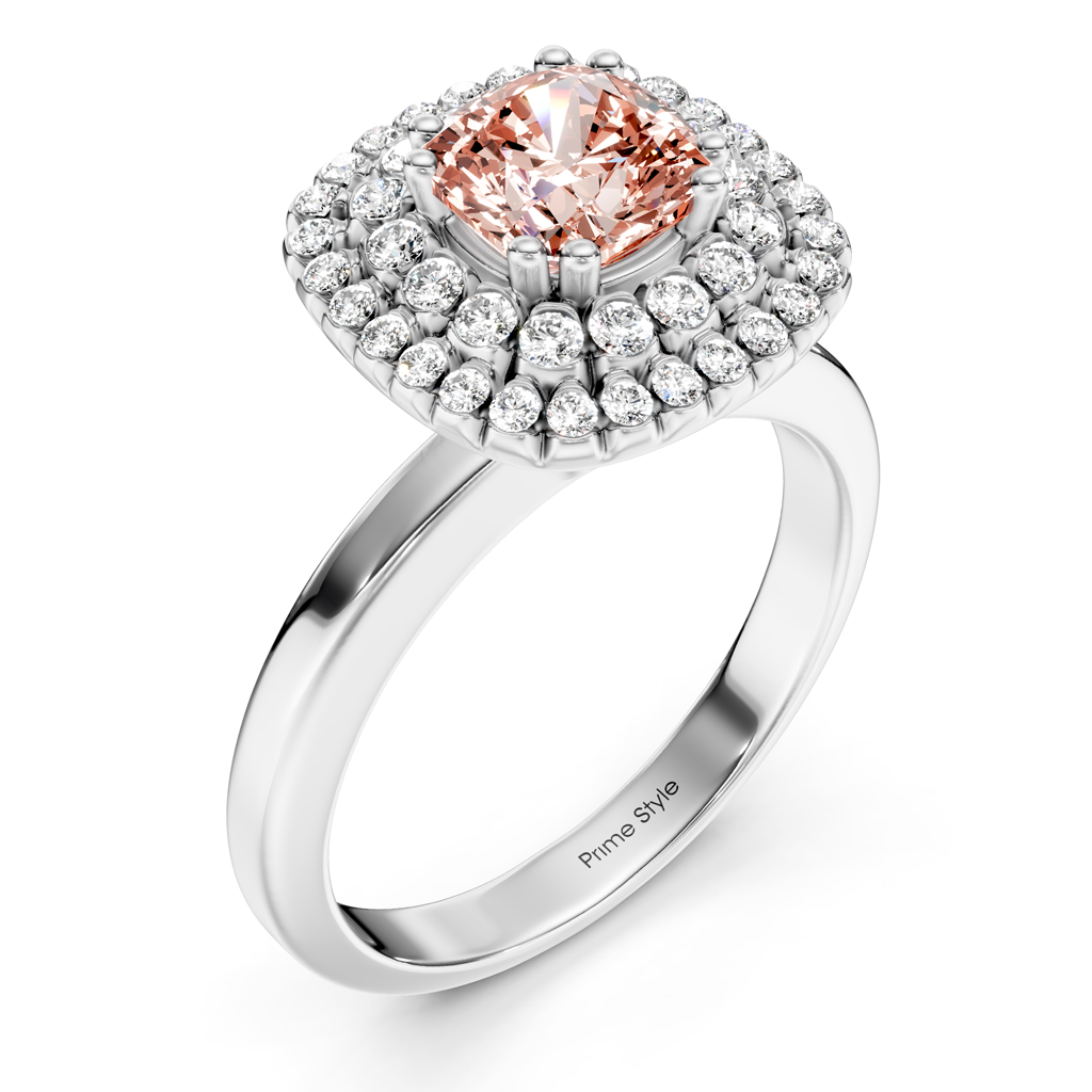 1.34-4.34 CT Cushion & Round Cut Fancy Pink Diamonds - Engagement Ring