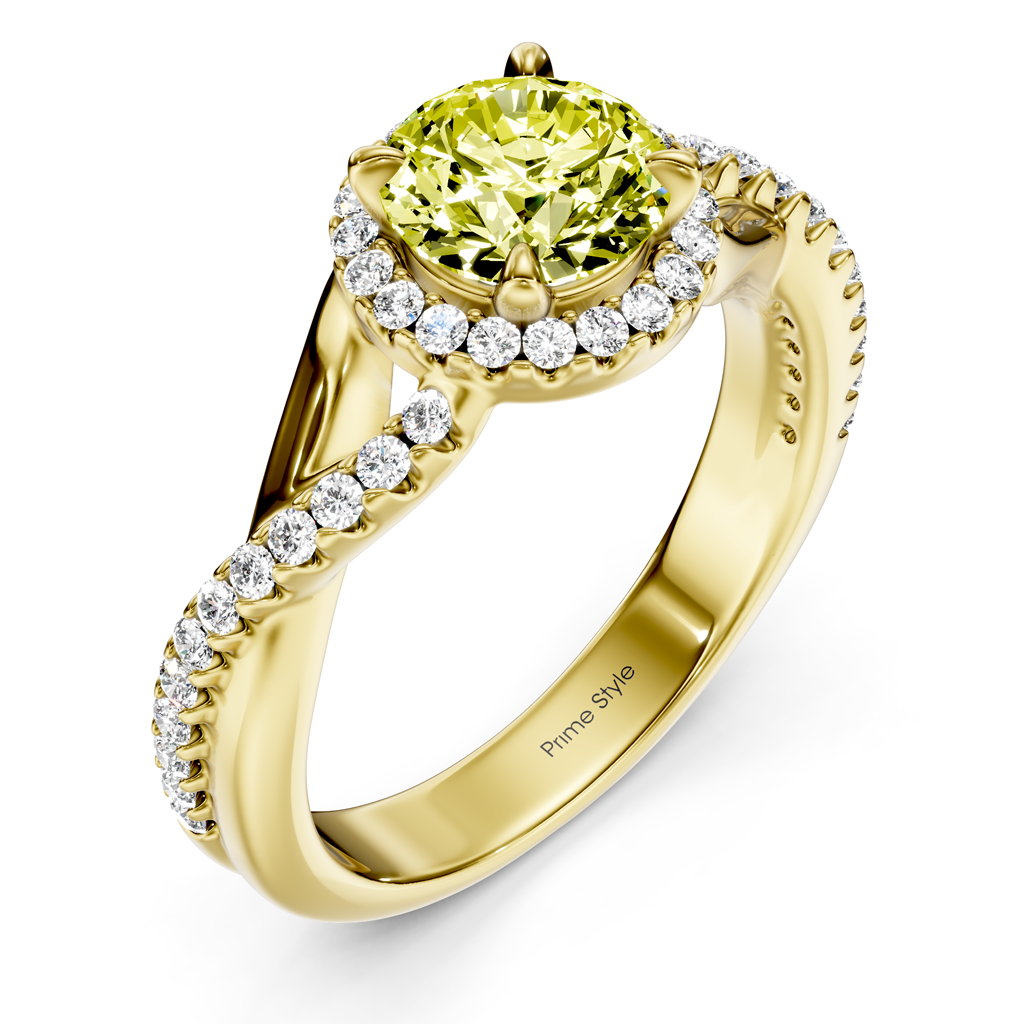1.25-4.25 CT Round Cut Fancy Yellow Diamonds - Engagement Ring