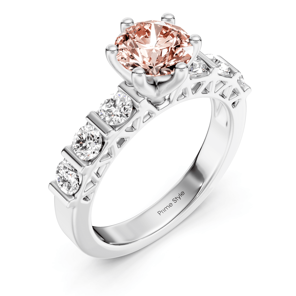 1.60 - 4.60 CT Round Cut Fancy Pink Diamonds - Engagement Ring - Primestyle.com