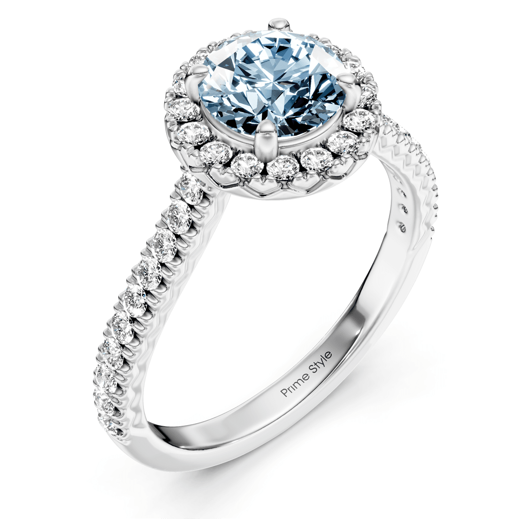 1.45 - 4.45 CT Round Cut Fancy Blue Diamonds - Engagement Ring - Primestyle.com