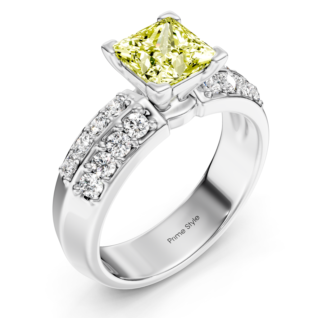 1.35-4.35 CT Round Cut Fancy Yellow Diamonds - Engagement Ring