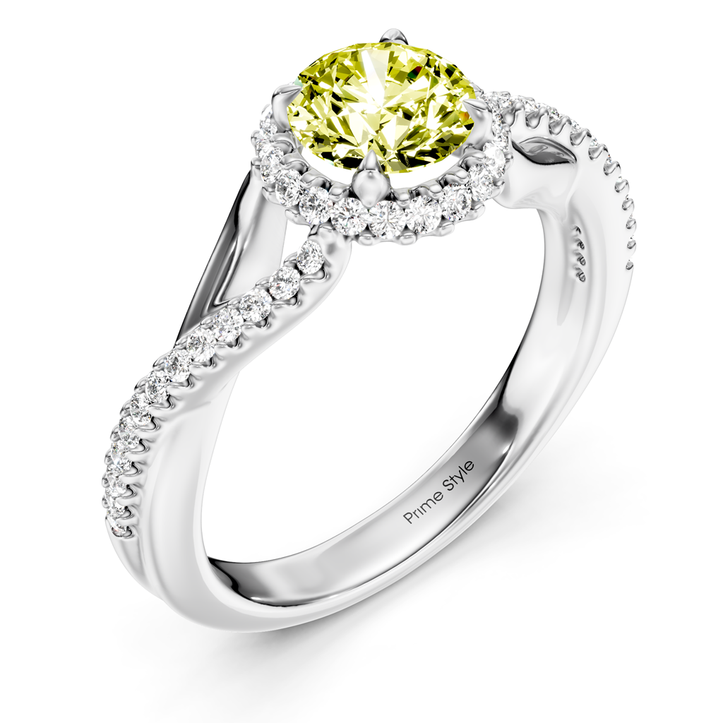 1.25-4.25 CT Round Cut Fancy Yellow Diamonds - Engagement Ring