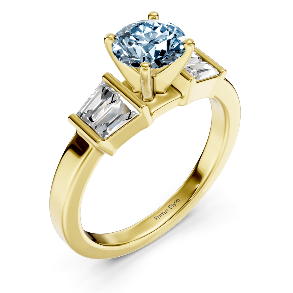 1.40-4.40 CT Round & Taper Cut Fancy Blue Diamonds - Engagement Ring