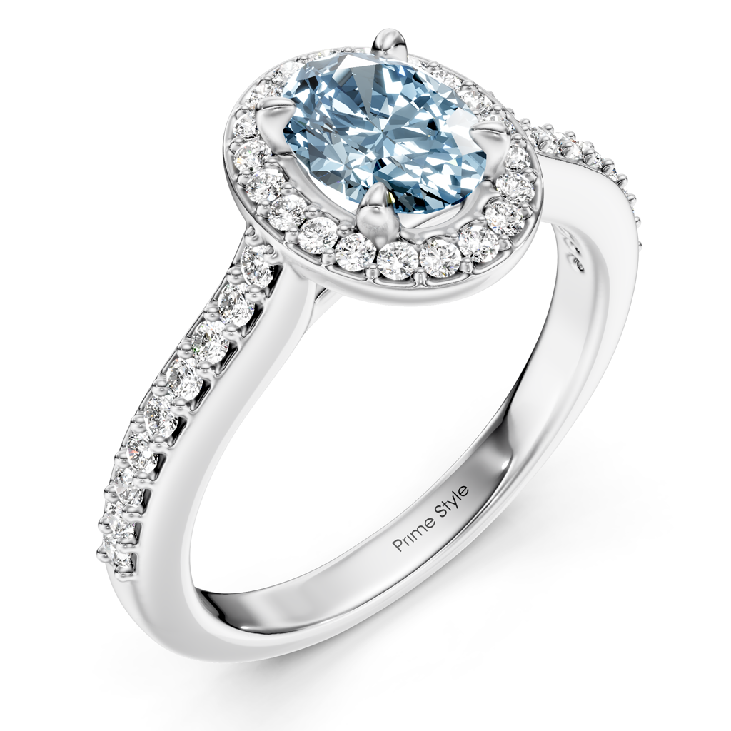 1.30-4.30 CT Marquise & Round Cut Fancy Blue Diamonds - Engagement Ring