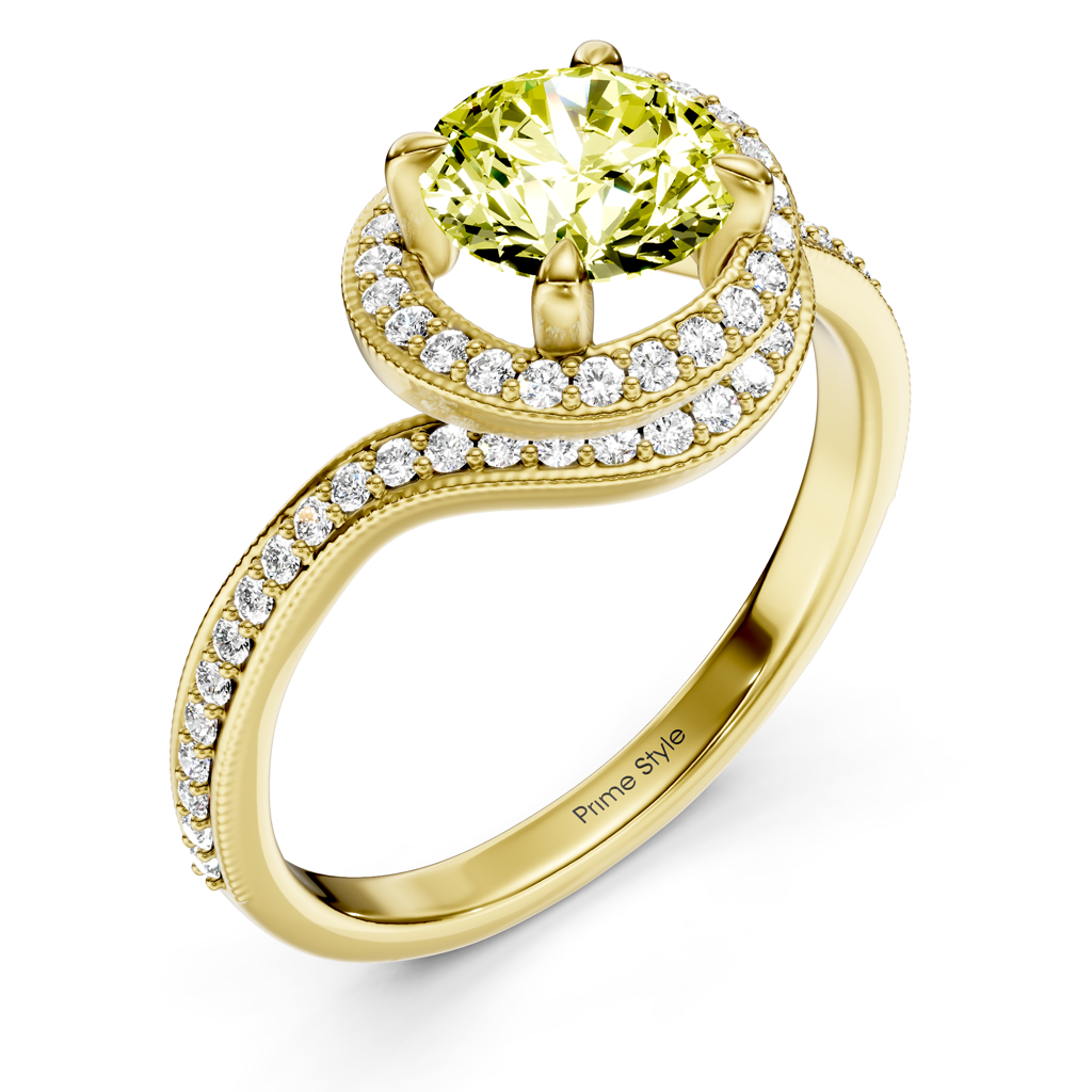1.25-4.25 CT Round Cut Fancy Yellow Diamonds - Engagement Ring