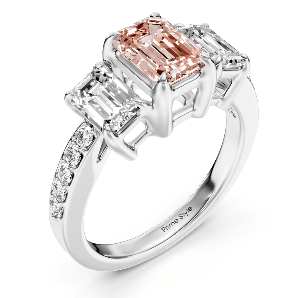2.15 - 5.15 CT Emerald & Round Cut Fancy Pink Diamonds - Engagement Ring - Primestyle.com