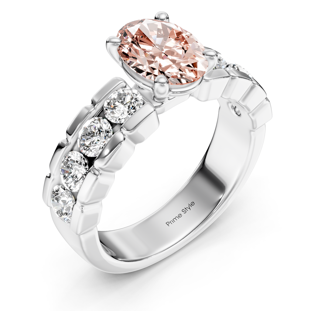 2.05-5.05 CT Oval & Round Cut Fancy Pink Diamonds - Engagement Ring