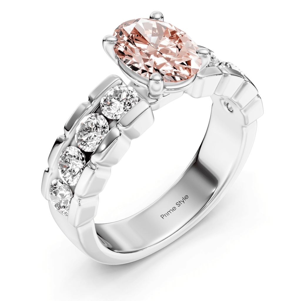2.05 - 5.05 CT Oval & Round Cut Fancy Pink Diamonds - Engagement Ring - Primestyle.com