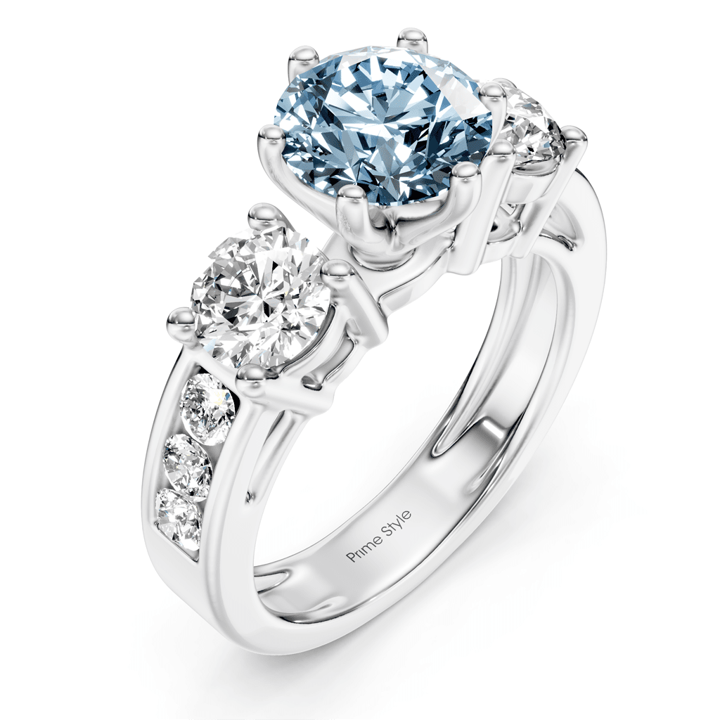 1.80-4.80 CT Princess & Round Cut Fancy Blue Diamonds - Engagement Ring