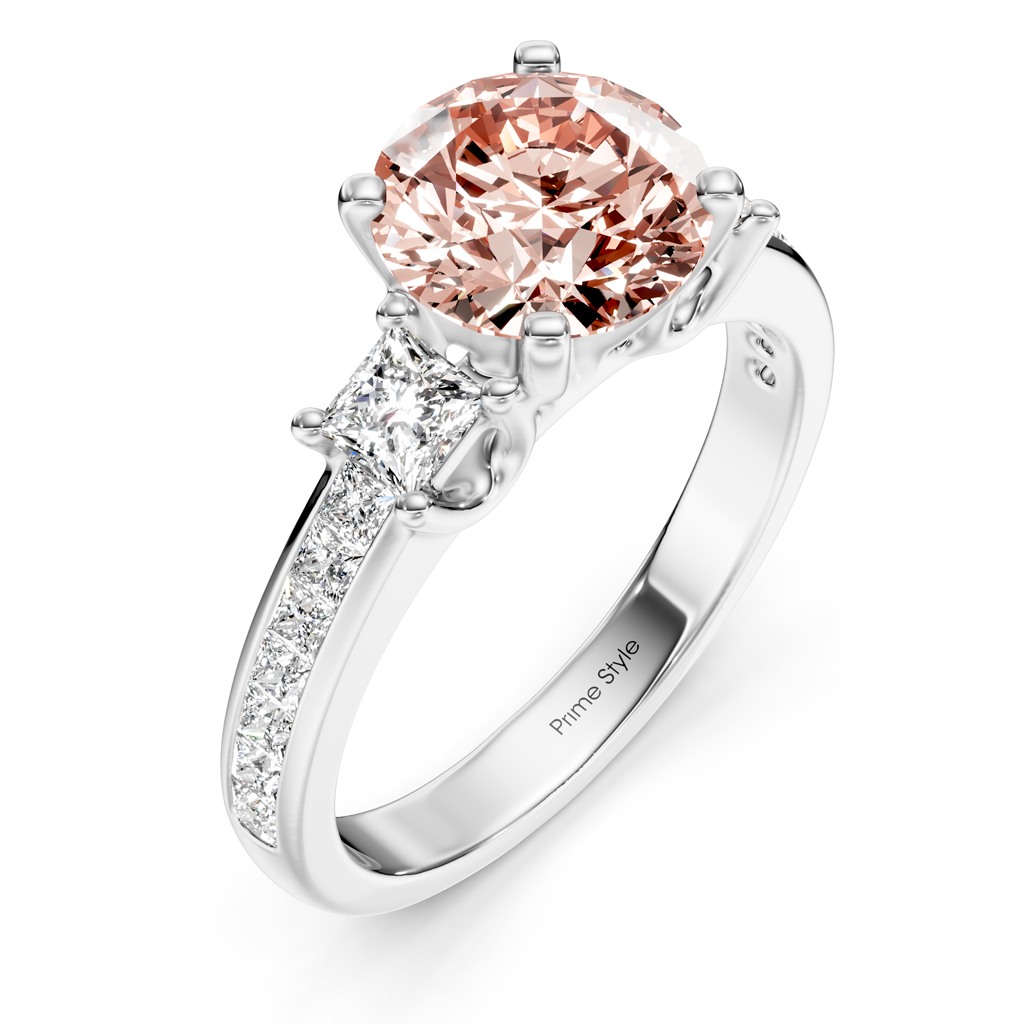 1.75-4.75 CT Princess & Round Cut Fancy Pink Diamonds - Engagement Ring