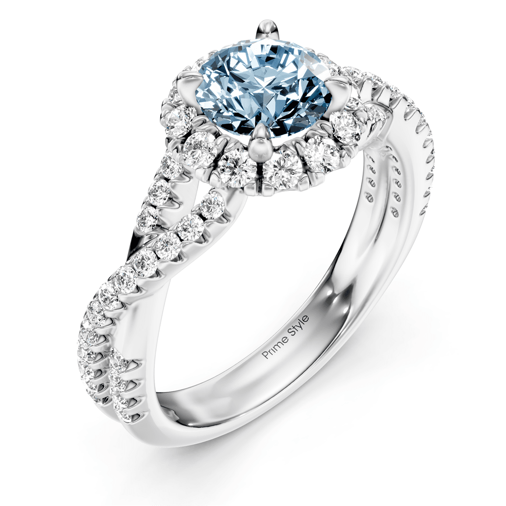1.45 - 4.45 CT Round Cut Fancy Blue Diamonds - Engagement Ring - Primestyle.com