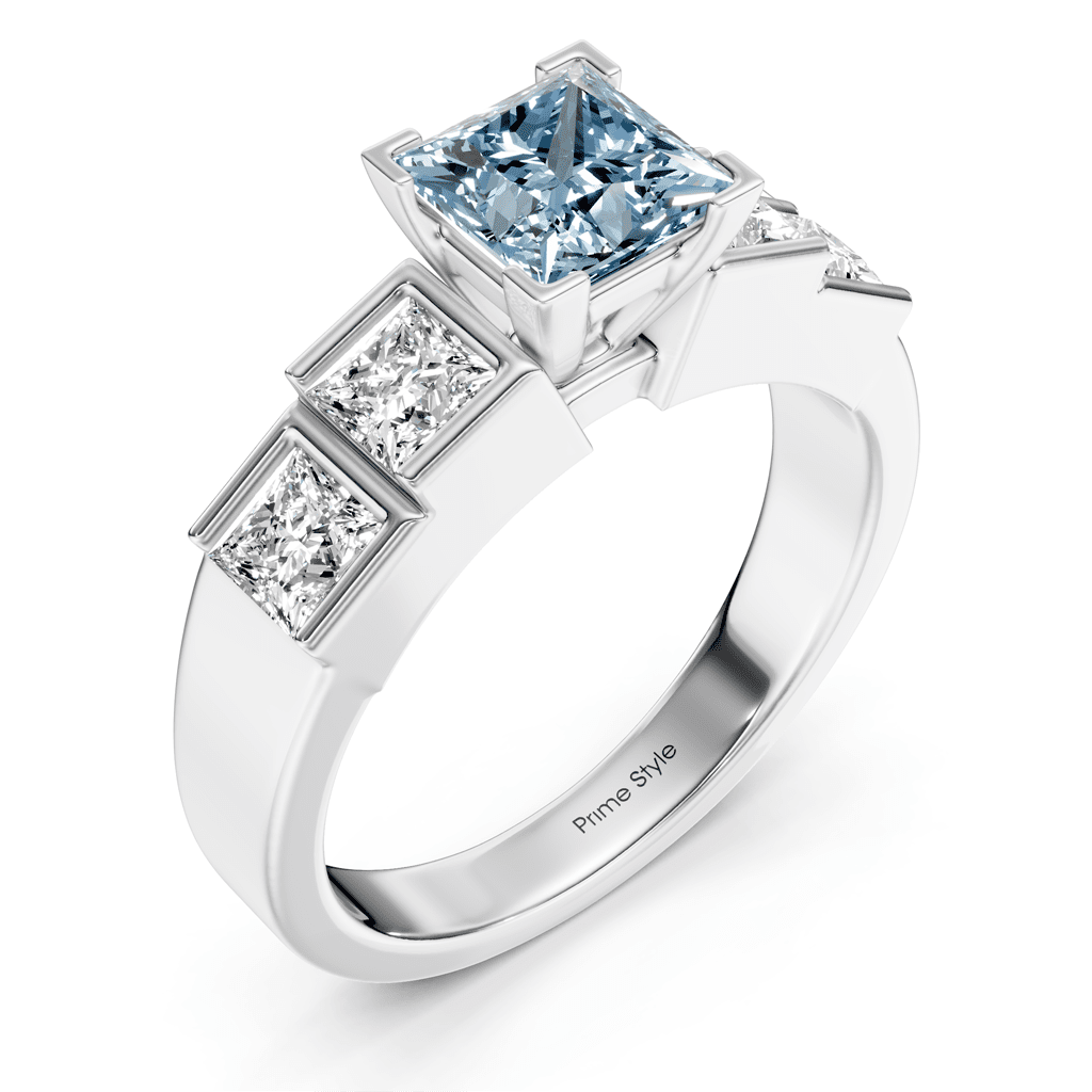 1.80 - 4.80 CT Princess Cut Fancy Blue Diamonds - Engagement Ring - Primestyle.com