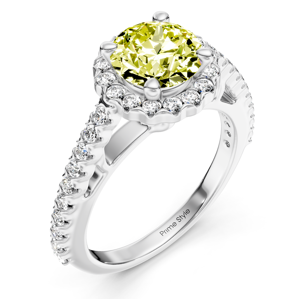 1.35-4.35 CT Round Cut Fancy Yellow Diamonds - Engagement Ring