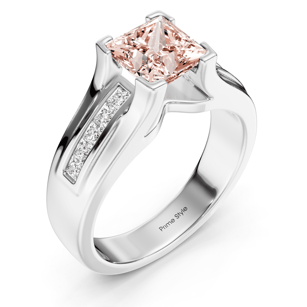 1.35 - 4.35 CT Princess Cut Fancy Pink Diamonds - Engagement Ring - Primestyle.com