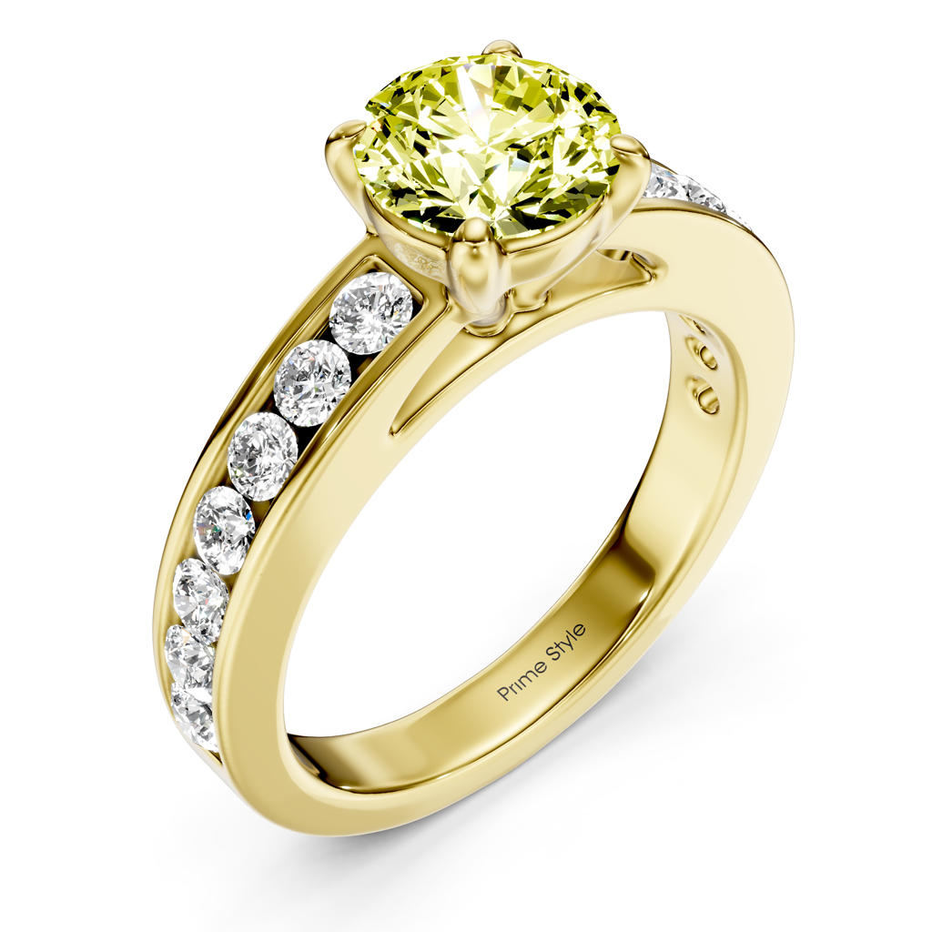 1.65-4.65 CT Round Cut Fancy Yellow Diamonds - Engagement Ring