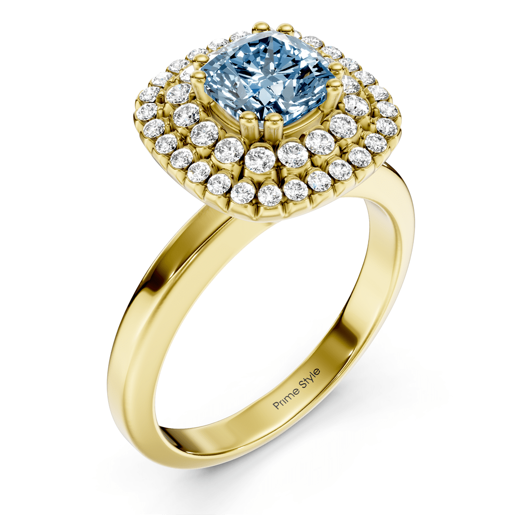 1.34-4.34 CT Cushion & Round Cut Fancy Blue Diamonds - Engagement Ring