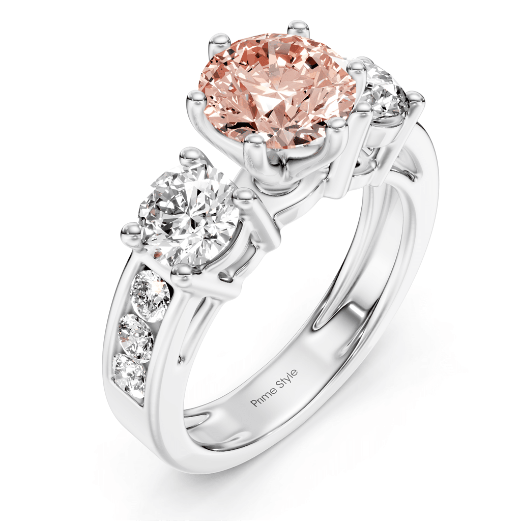 1.80-4.80 CT Princess & Round Cut Fancy Pink Diamonds - Engagement Ring