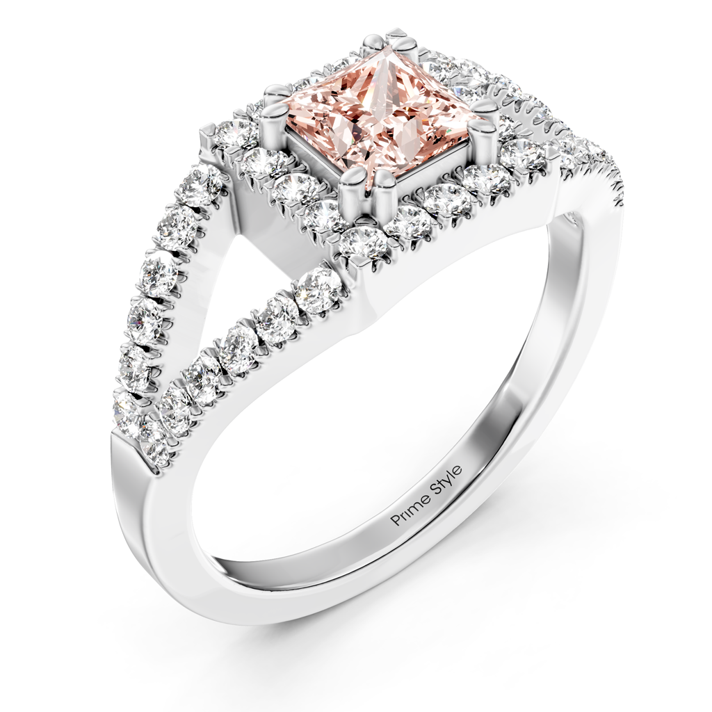 1.45-4.45 CT Princess & Round Cut Fancy Pink Diamonds - Engagement Ring