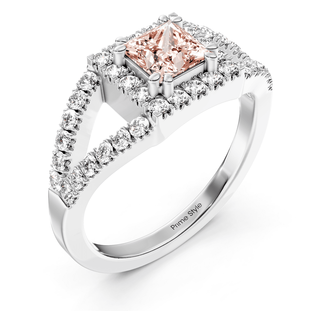 1.45-4.45 CT Princess & Round Cut Fancy Pink Diamonds - Engagement Ring