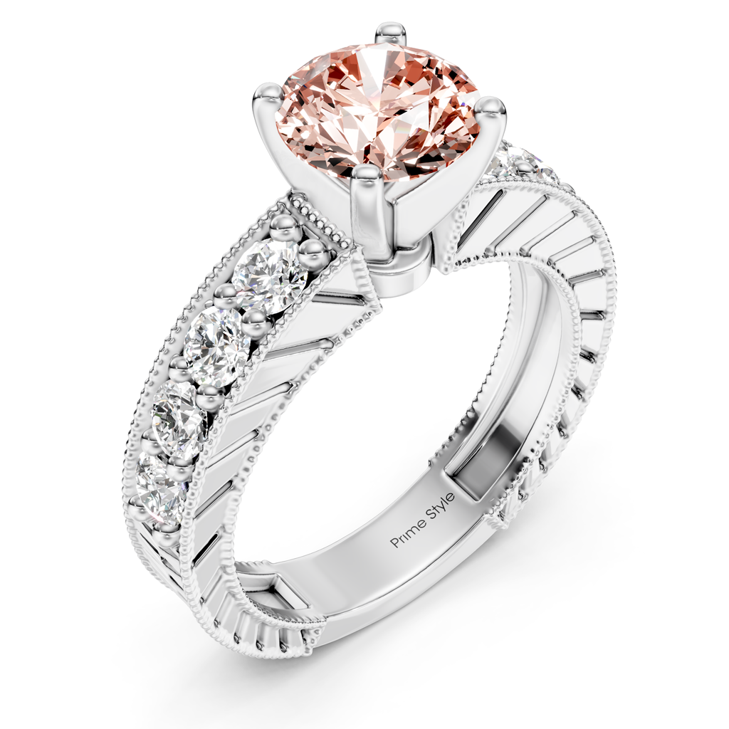 1.85-4.85 CT Princess & Round Cut Fancy Pink Diamonds - Engagement Ring