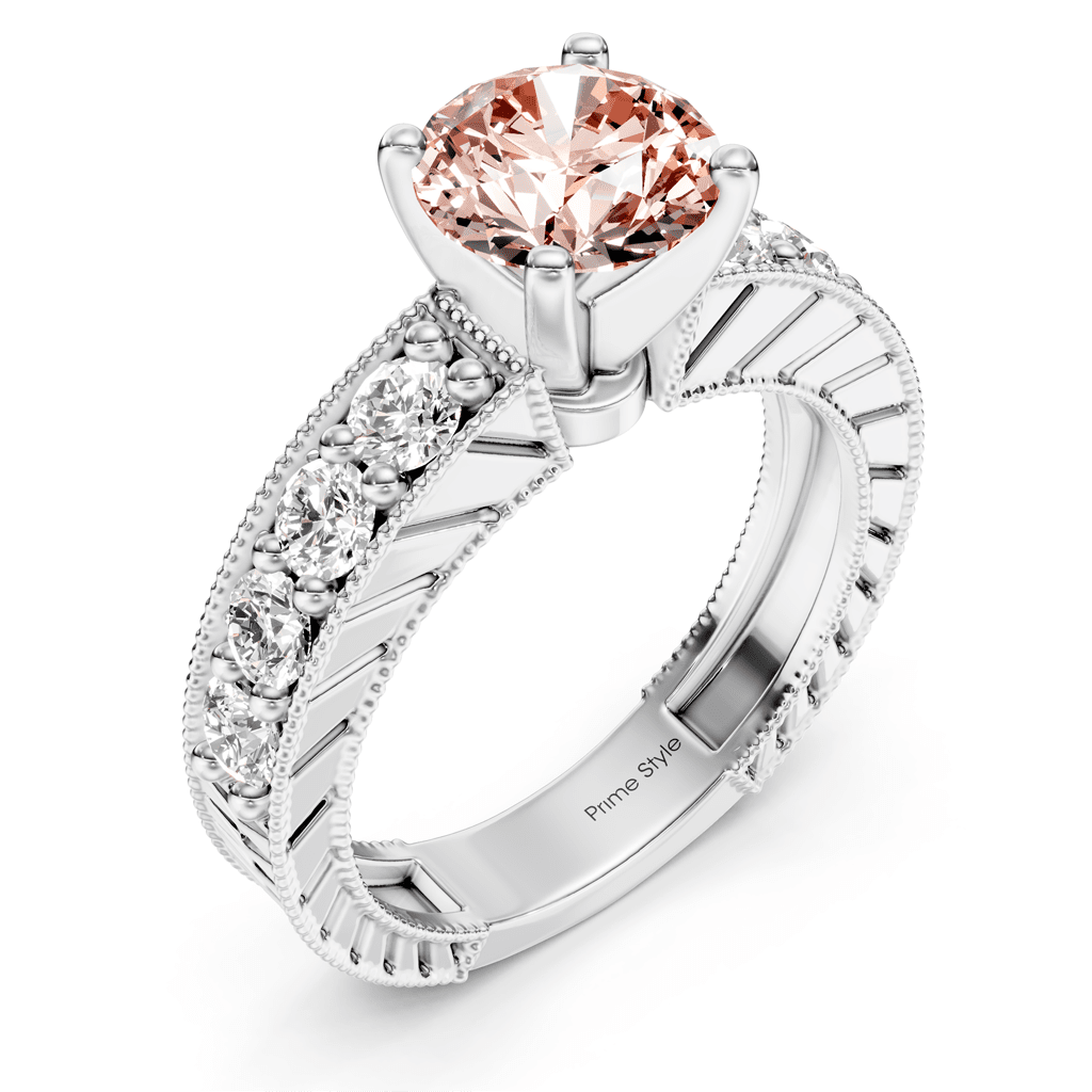 1.85 - 4.85 CT Princess & Round Cut Fancy Pink Diamonds - Engagement Ring - Primestyle.com