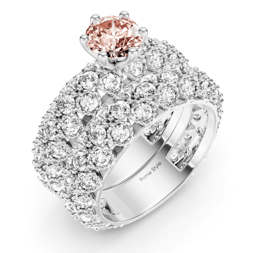 4.00-7.00 CT Round Cut Fancy Pink Diamonds - Bridal Set