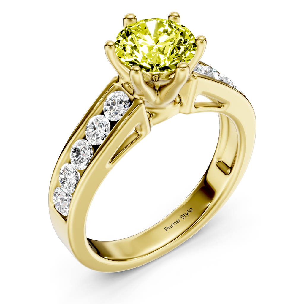1.65-4.65 CT Round Cut Fancy Yellow Diamonds - Engagement Ring