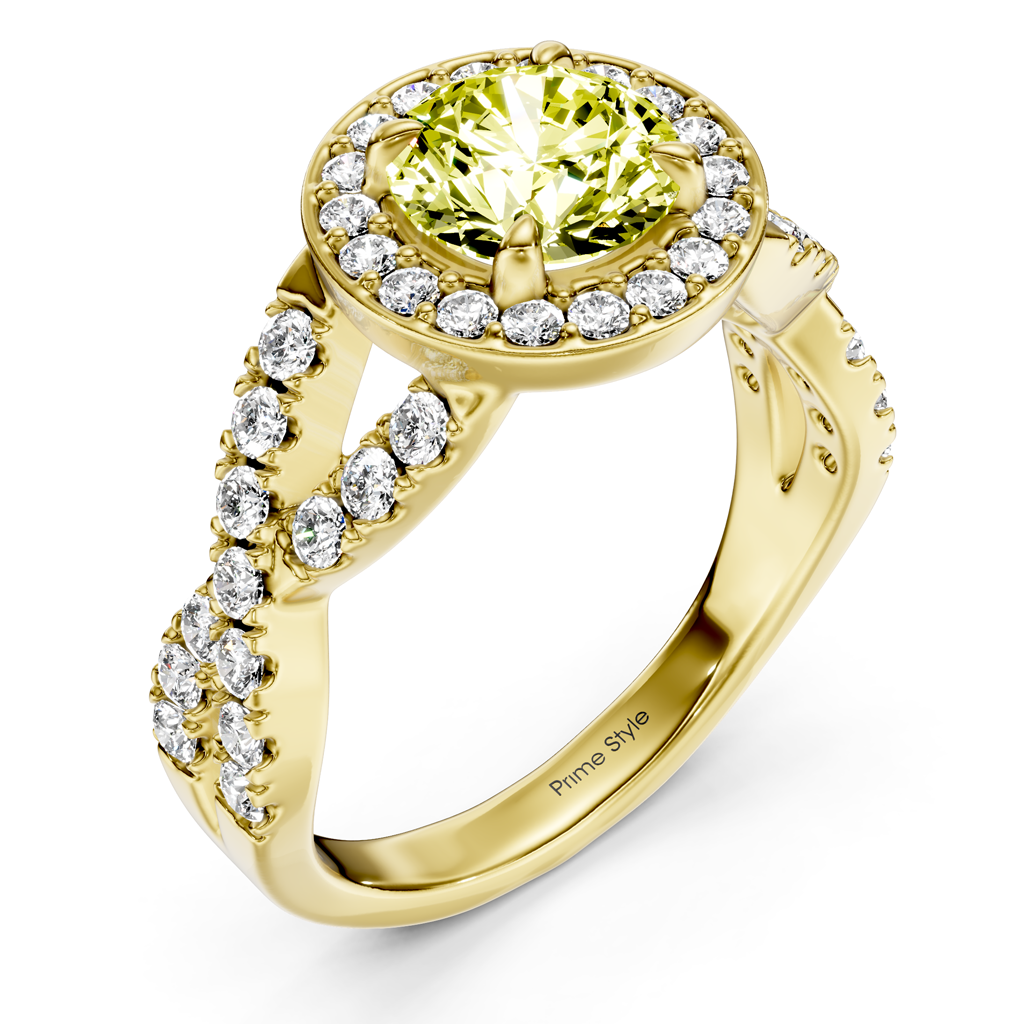 1.65-4.65 CT Round Cut Fancy Yellow Diamonds - Engagement Ring