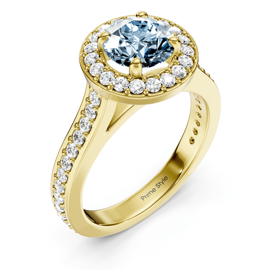 1.35 - 4.35 CT Round Cut Fancy Blue Diamonds - Engagement Ring - Primestyle.com