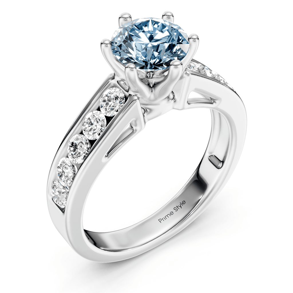 1.65 - 4.65 CT Round Cut Fancy Blue Diamonds - Engagement Ring - Primestyle.com