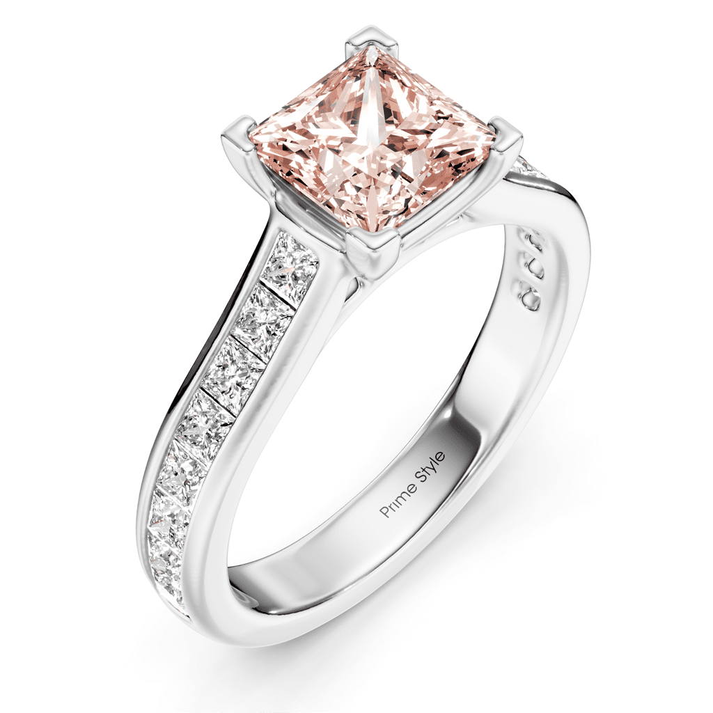 1.80 - 4.80 CT Princess Cut Fancy Pink Diamonds - Engagement Ring - Primestyle.com