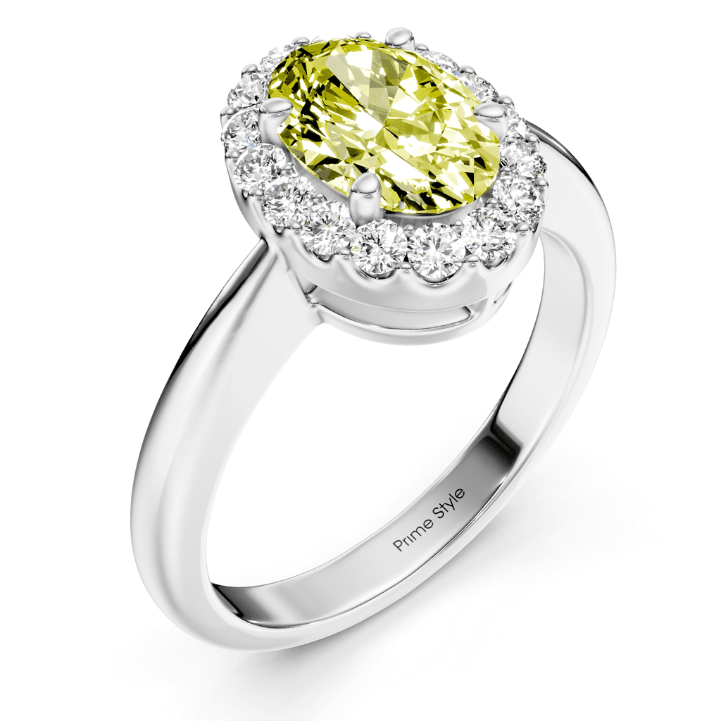 1.30 - 4.30 CT Oval & Round Cut Fancy Yellow Diamonds - Engagement Ring - Primestyle.com
