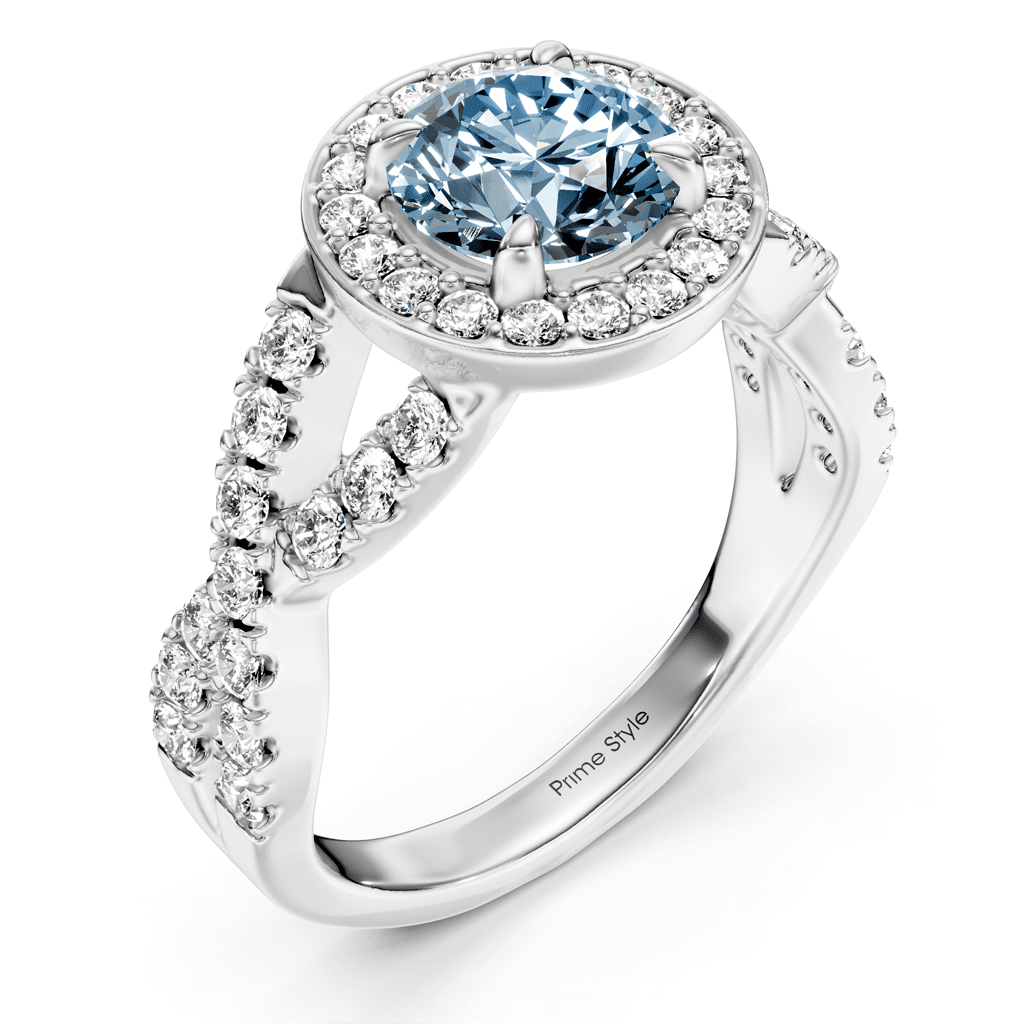1.65-4.65 CT Round Cut Fancy Blue Diamonds - Engagement Ring