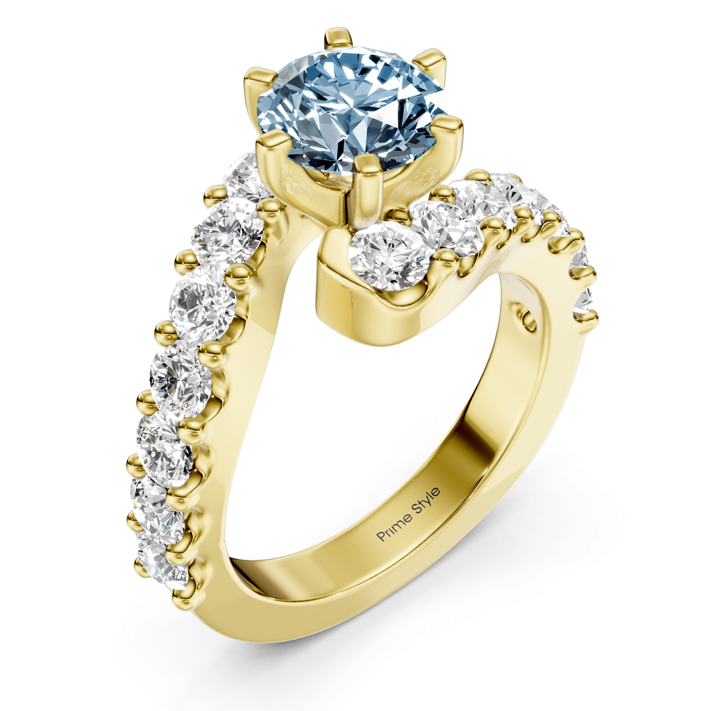 2.30 - 5.30 CT Round Cut Fancy Blue Diamonds - Engagement Ring - Primestyle.com
